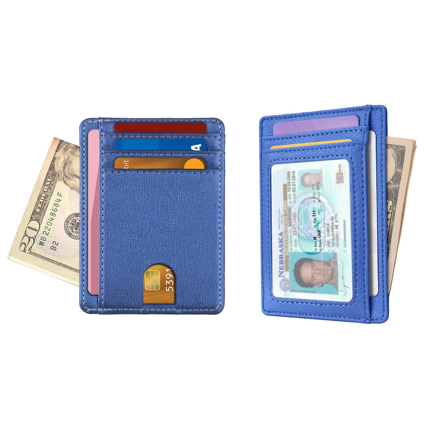 RFID Blockierendes Minimalistisches Slim Leder Portemonnaie für Herren und Damen für die Vordertasche