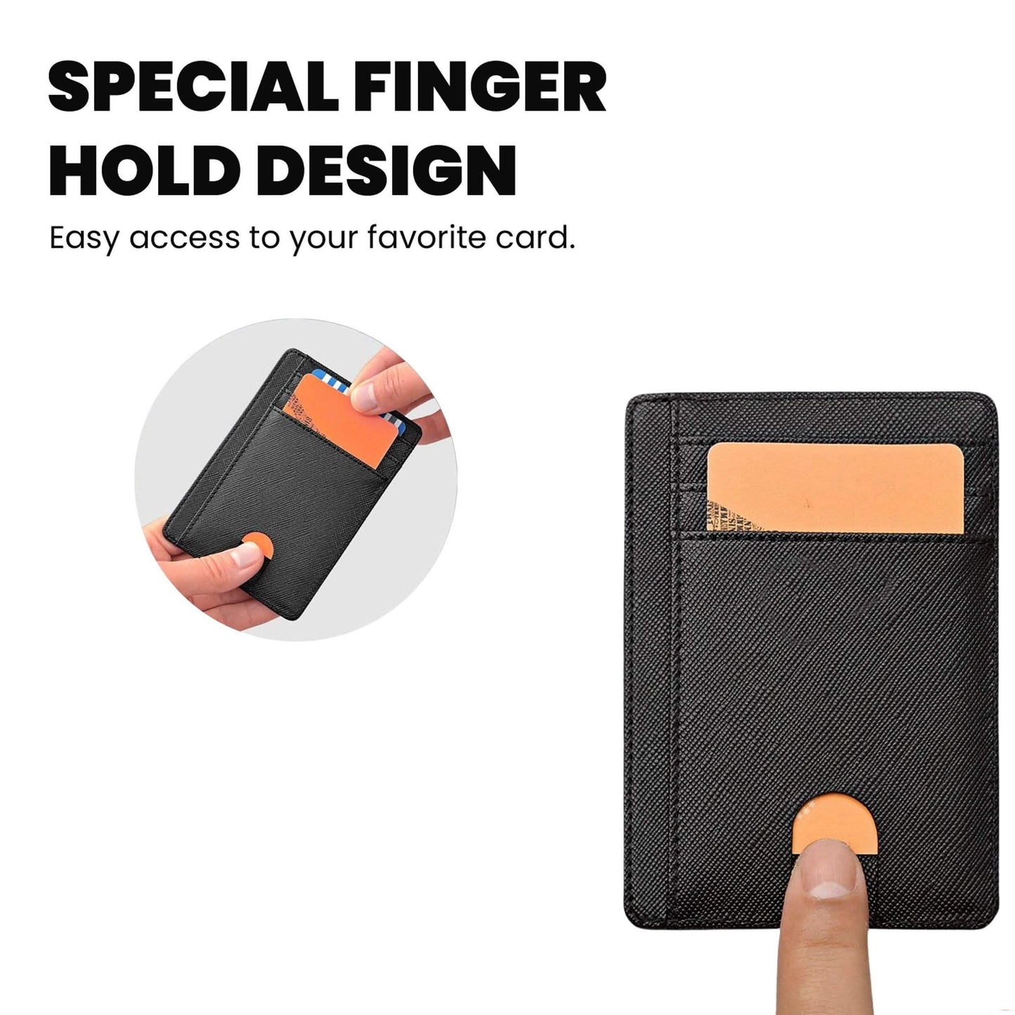 RFID Blockierendes Minimalistisches Slim Leder Portemonnaie für Herren und Damen für die Vordertasche