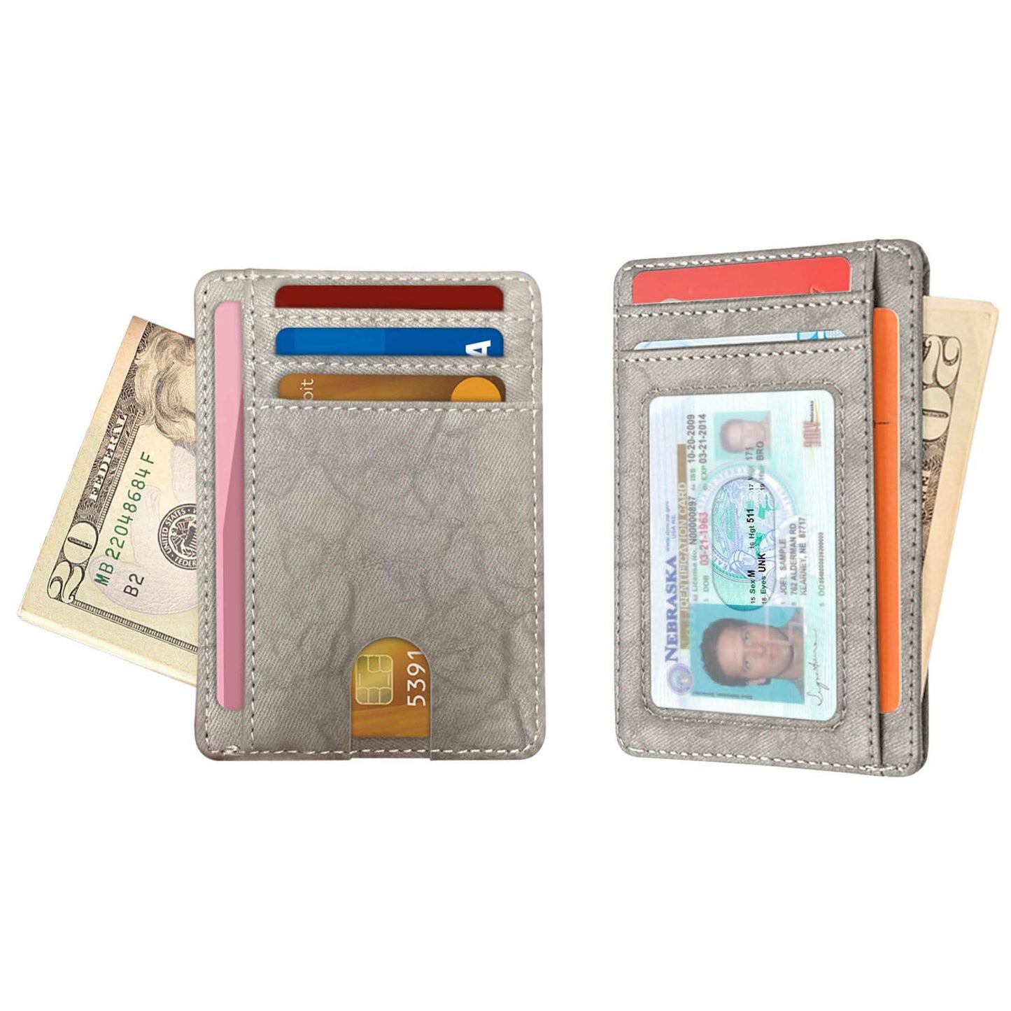 RFID Blockierendes Minimalistisches Slim Leder Portemonnaie für Herren und Damen für die Vordertasche