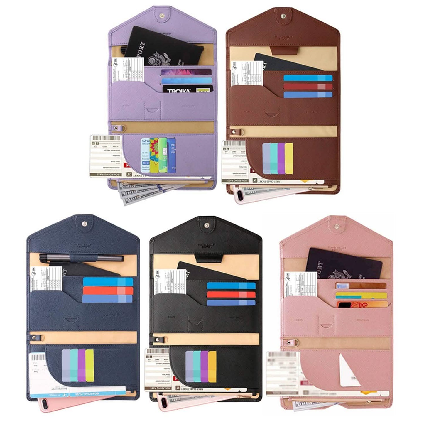 RFID-blockierender Reisepass-Organizer und Brieftasche mit CDC-Impfkartenfach-Schutz