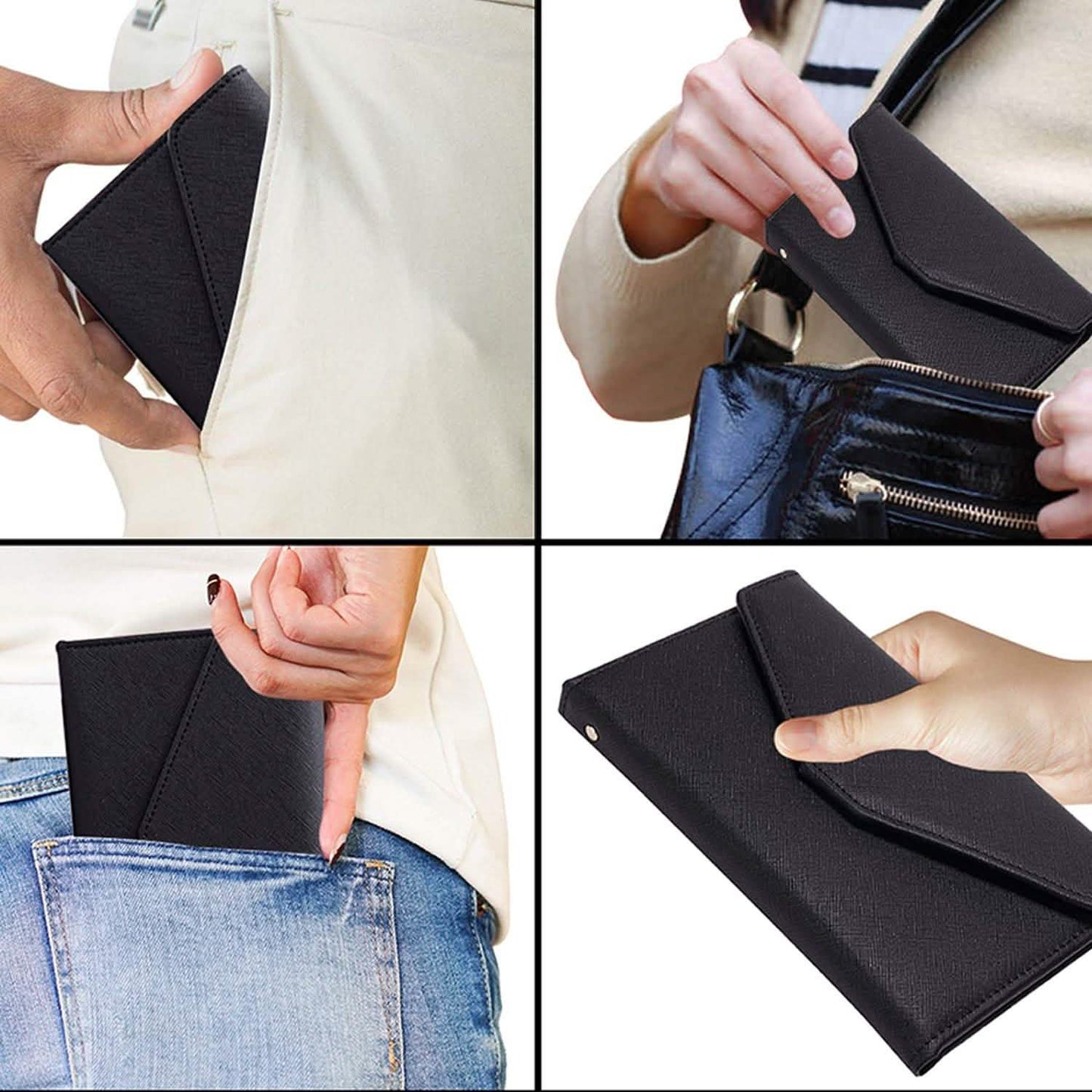 RFID-blockierender Reisepass-Organizer und Brieftasche mit CDC-Impfkartenfach-Schutz