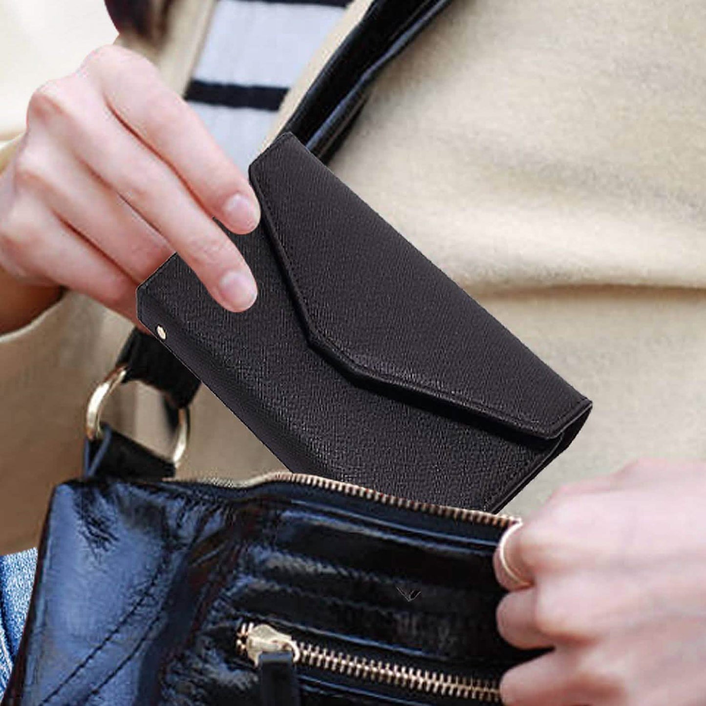 RFID-blockierender Reisepass-Organizer und Brieftasche mit CDC-Impfkartenfach-Schutz