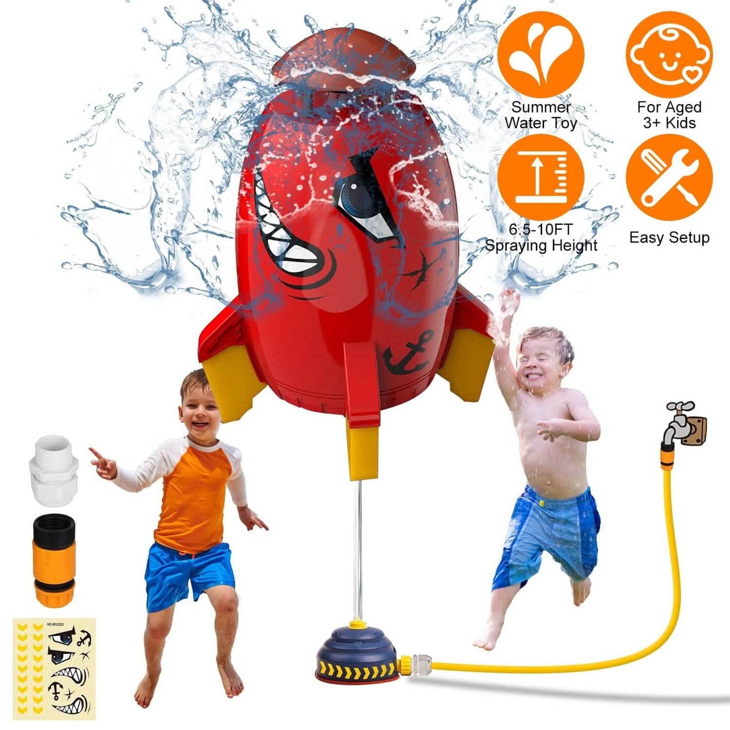 Raketen-Sprenger Launcher Rasensprenger Fliegend Spritzend 360° Rotation für 3+ Jahre