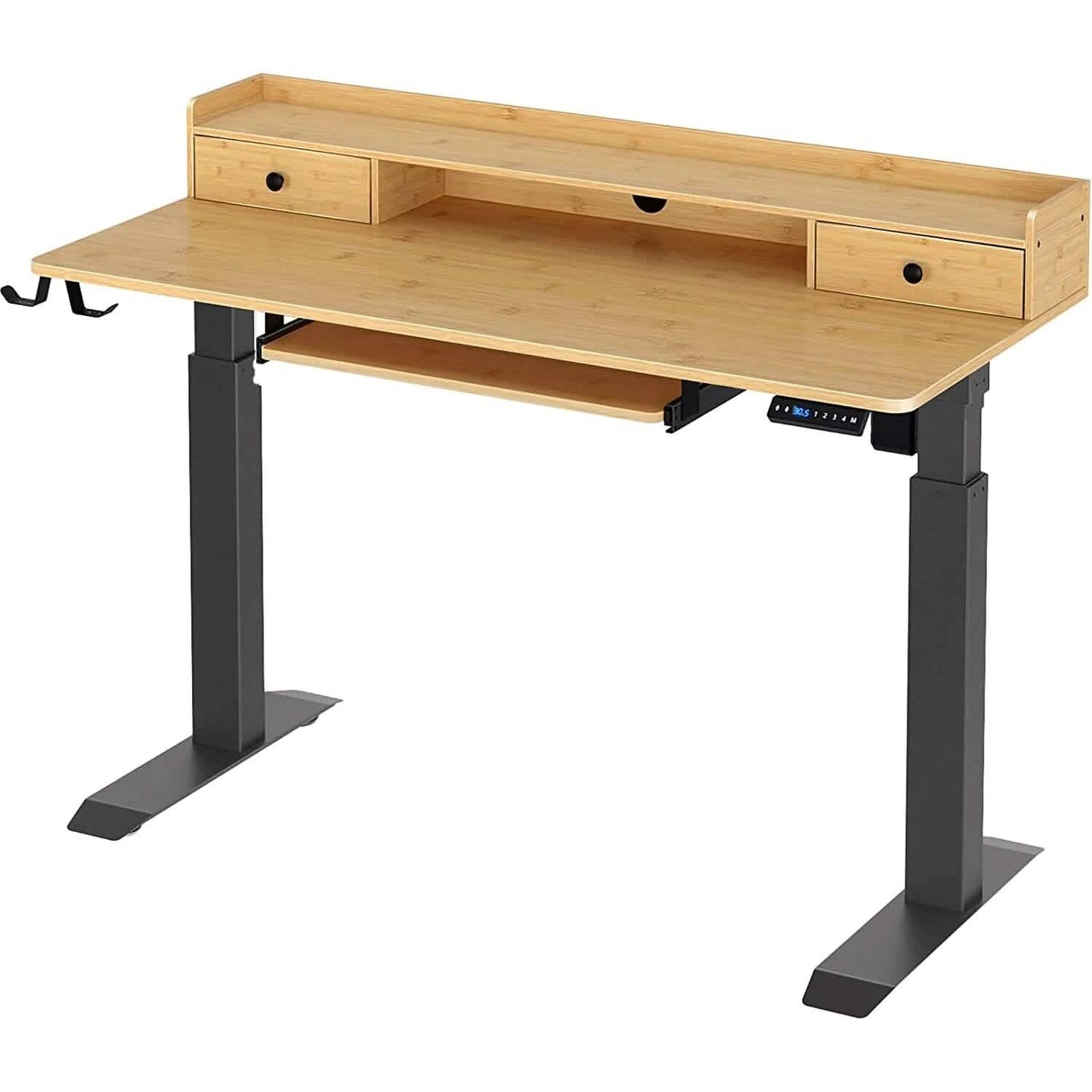Rolanstar Höhenverstellbarer Schreibtisch Stehpult mit Tastaturauszug und Monitorablage