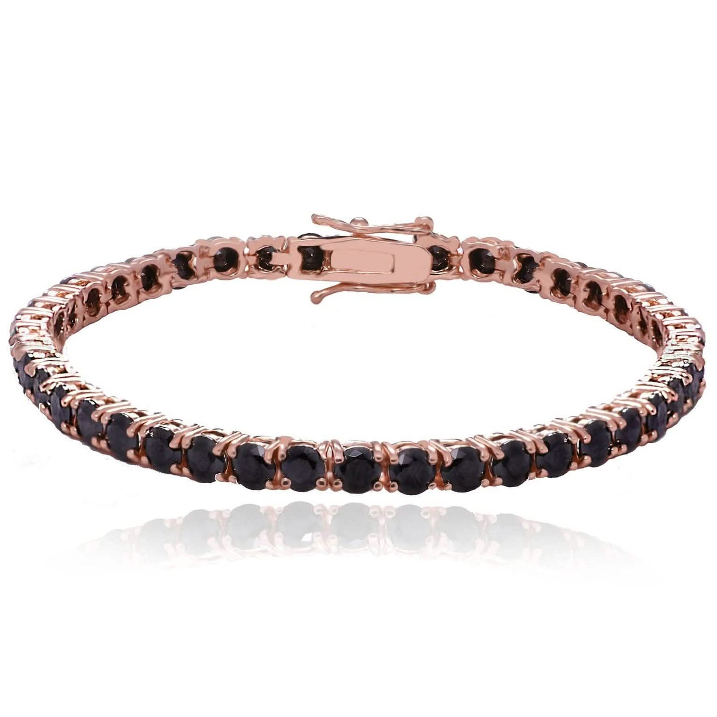 Roségoldfarbenes Tennisarmband mit schwarzen Zirkonia-Steinen