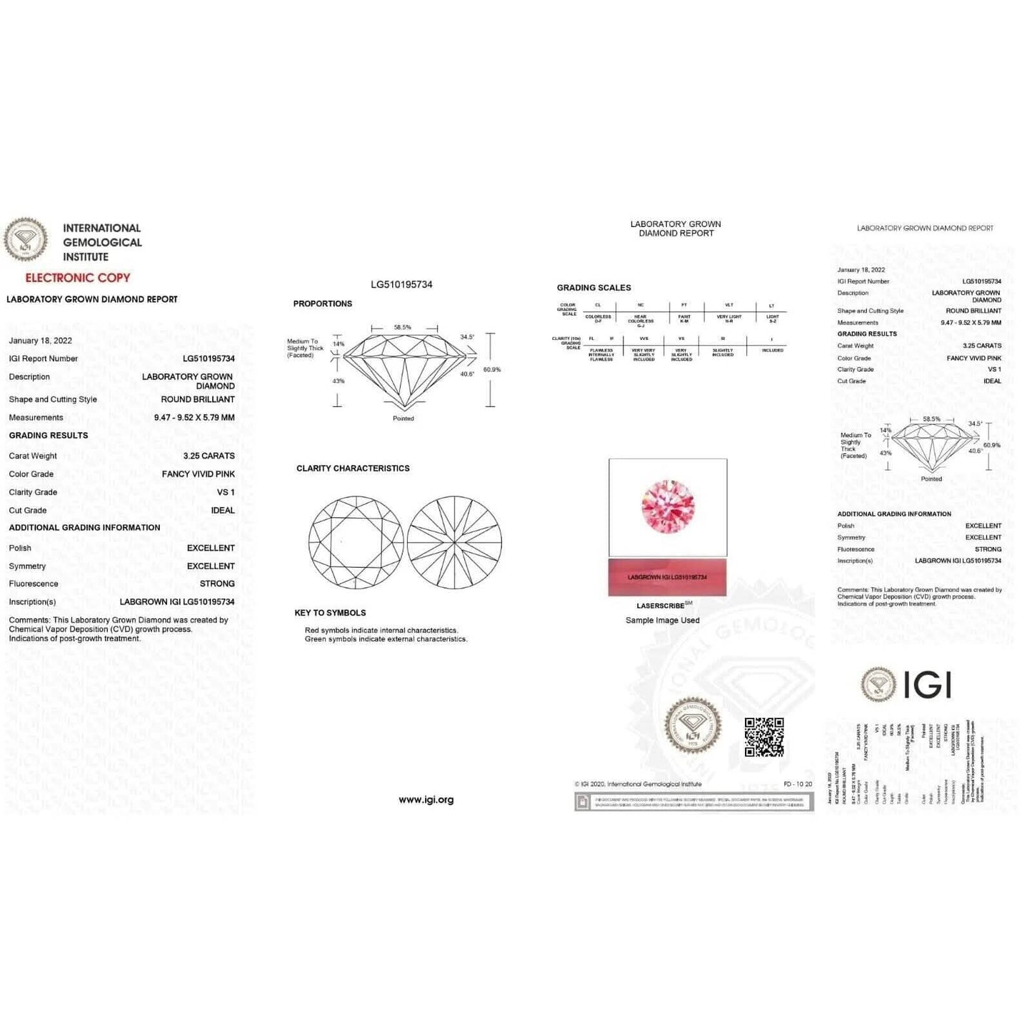 Runder 3,25 ct Fancy Intense Pink VS1 IGI-zertifizierter Labor-HPHT-Diamant rund