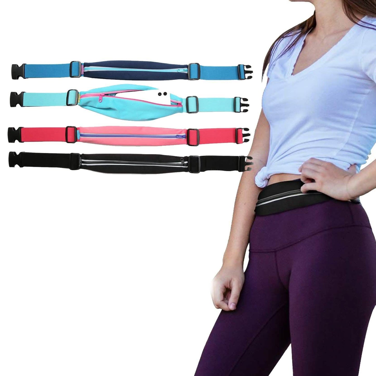 Laufgürtel Verstellbare Bauchtasche und Handyhalter mit Reflektierendem Reißverschluss