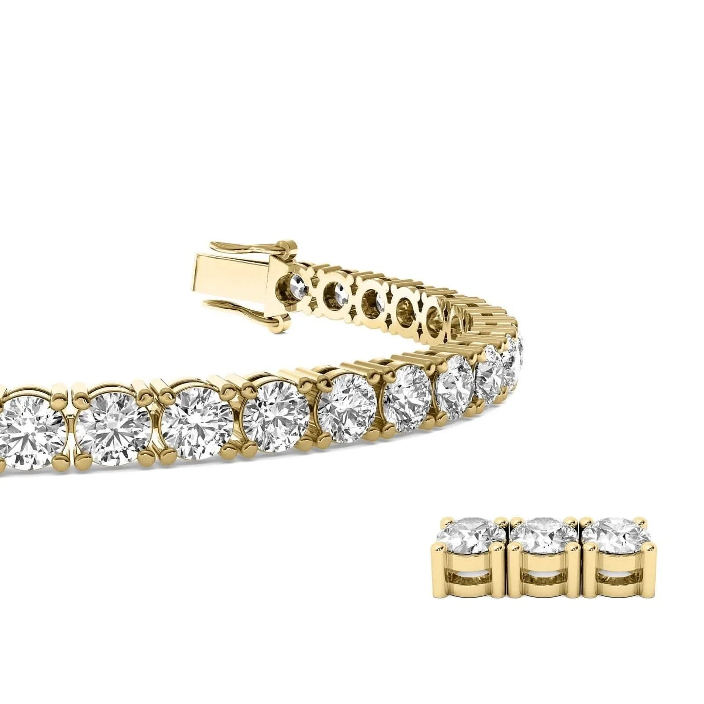 4,00 Karat G/VS1 runder Diamant Tennisarmband im Brillantschliff im 14k Gelbgold, Laborgezüchtet