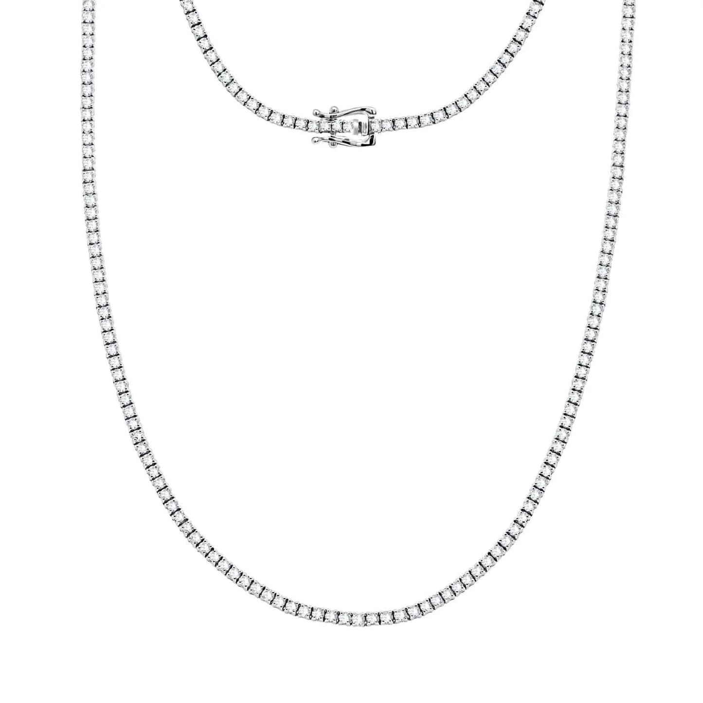 Karat runder, zertifizierter, im Labor gezüchteter Diamant, 14K massives Gold Damen Tennis Halskette (45,7 cm)