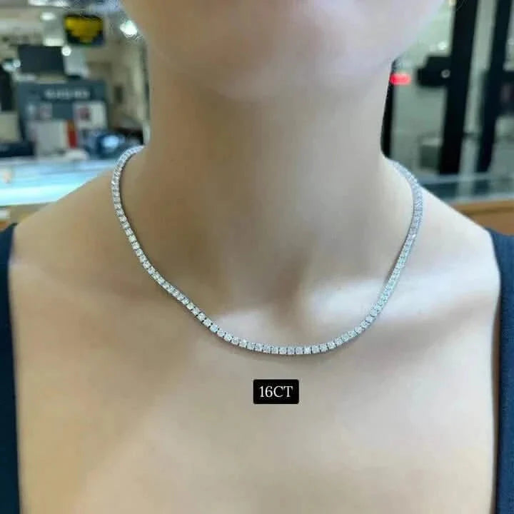 Halskette mit 16 Karat Lab Grown Diamanten – 14 Karat Weißgold, 45 cm