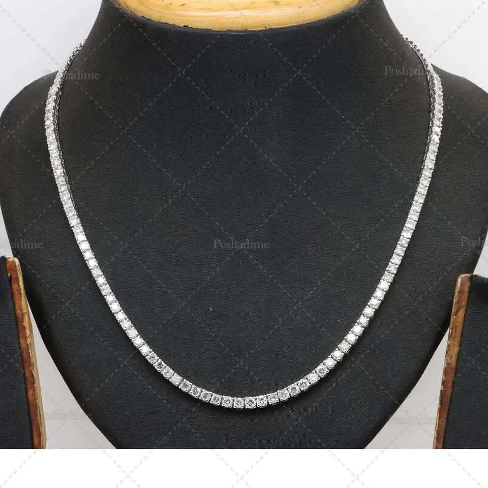 4.3 Karat zertifiziertes rundes Labor-Diamant-Tennis-Collier 18 Zoll aus 14 Karat Massivweißgold