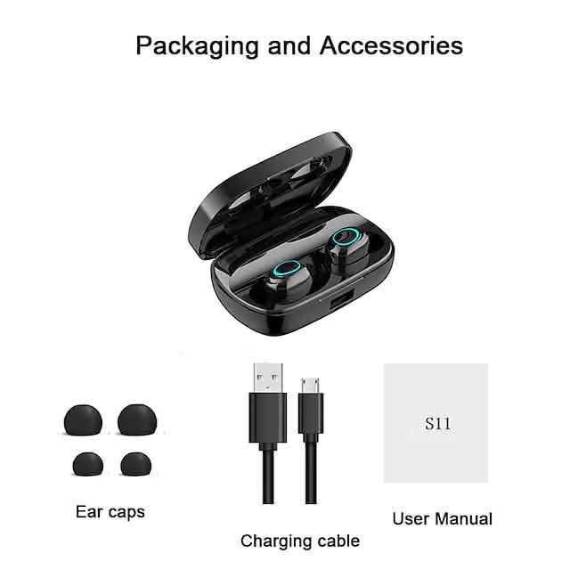 S11 True Wireless Kopfhörer TWS Ohrhörer Bluetooth 4.0 Stereo Dual-Treiber mit Mikrofon