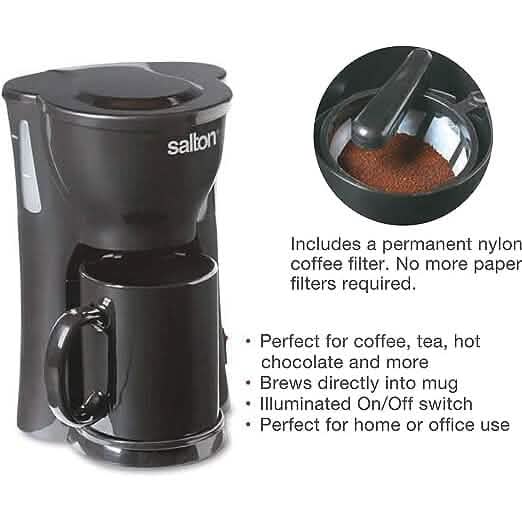 Salton platzsparende 1-Tassen-Kaffeemaschine – Schwarz