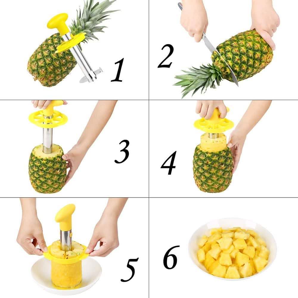 SameTech Easy Kitchen Tool Edelstahl Frucht-Ananasschäler Entkerner Schneider
