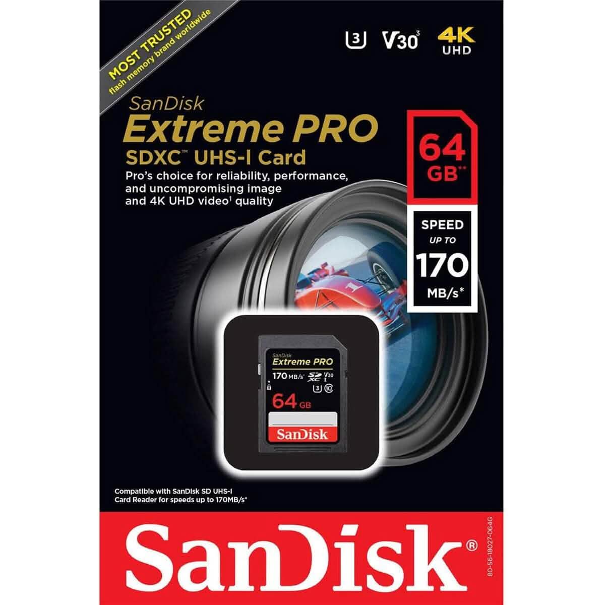 SanDisk 64GB Extreme PRO UHS-I SDXC Speicherkarte (Generalüberholt)