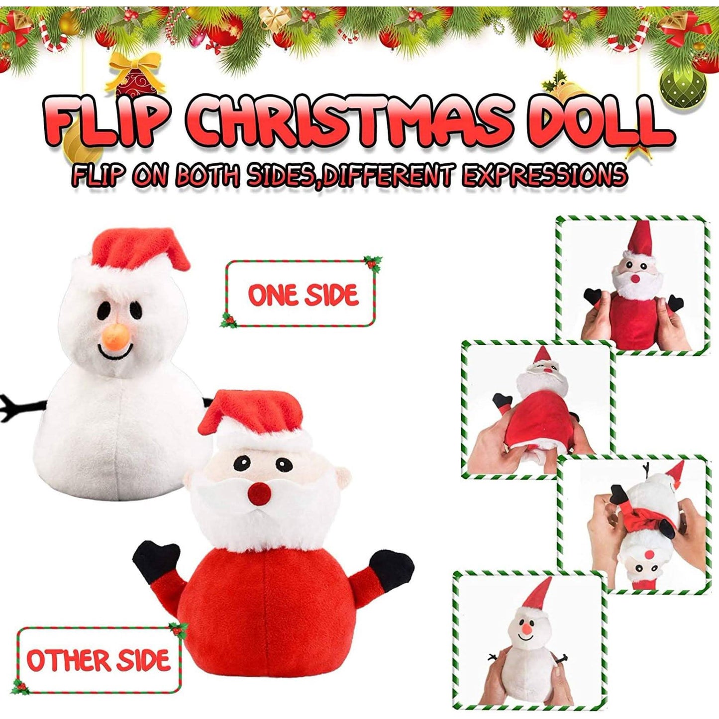 Weihnachtsmann Plüsch Schneemann Spielzeug Doppelseitiger Weihnachtsmann Kindergeschenk