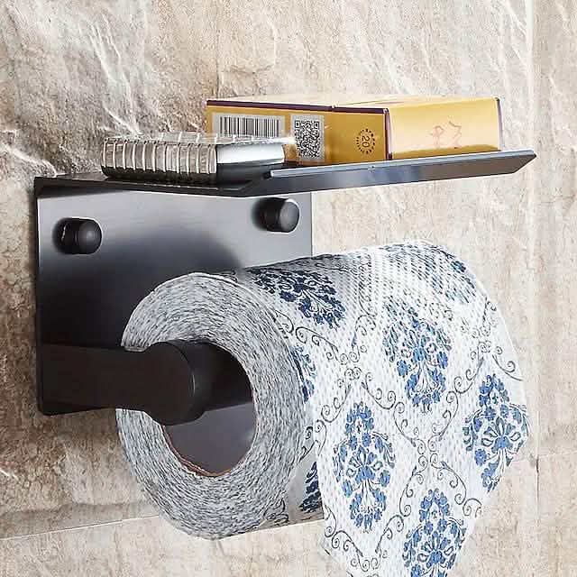 Selbstklebender Toilettenpapierhalter mit Ablage