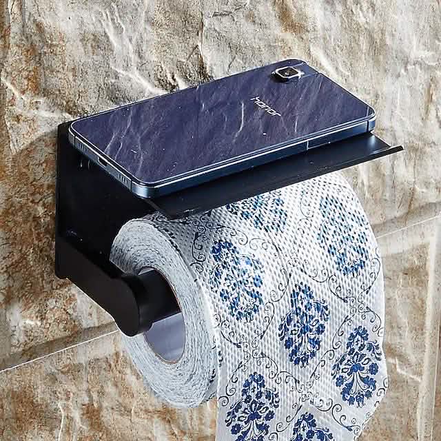 Selbstklebender Toilettenpapierhalter mit Ablage