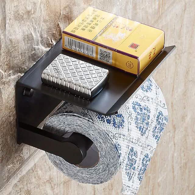 Selbstklebender Toilettenpapierhalter mit Ablage