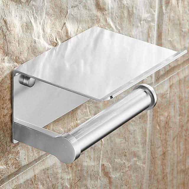 Selbstklebender Toilettenpapierhalter mit Ablage