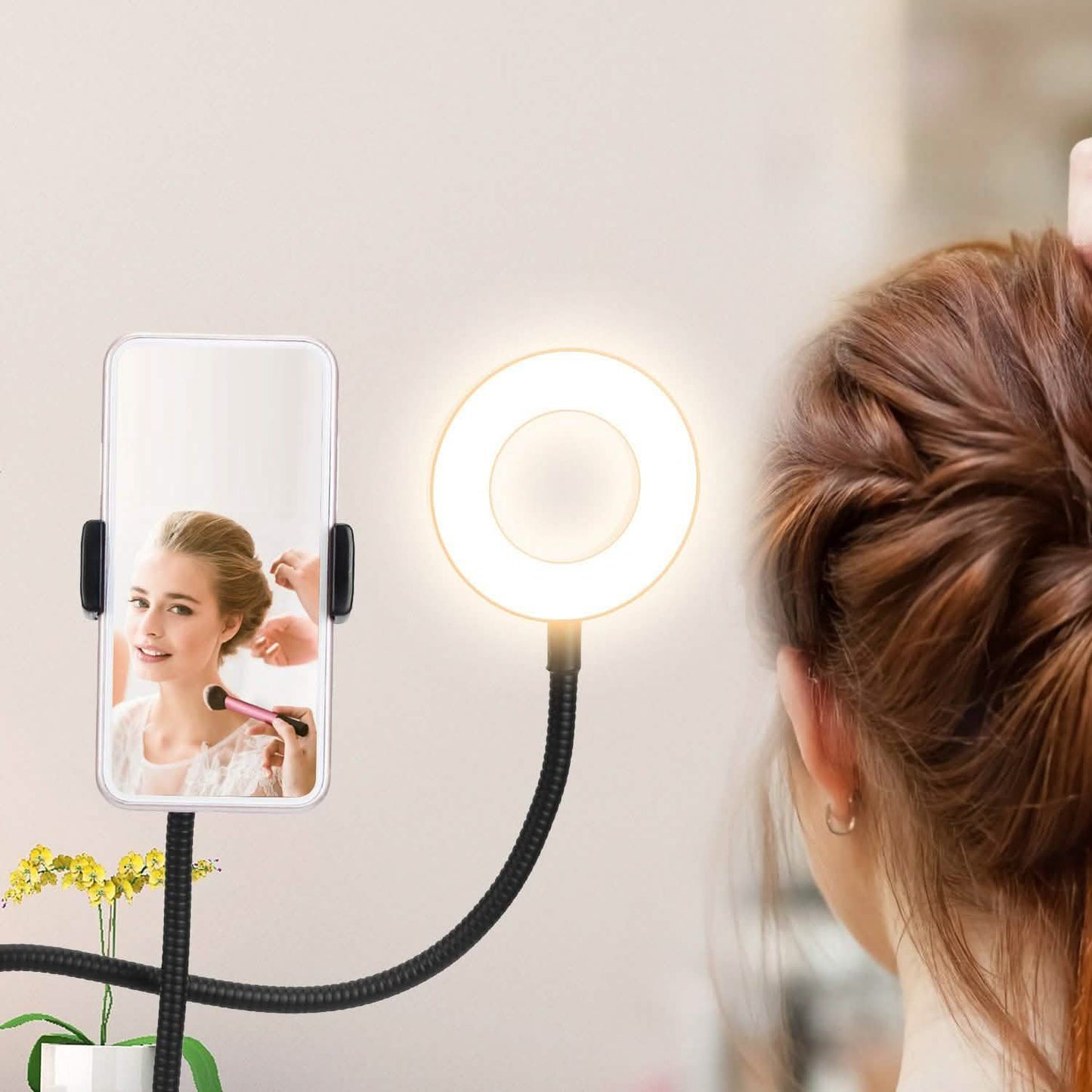 Selfie-Ring mit Handyhalterung