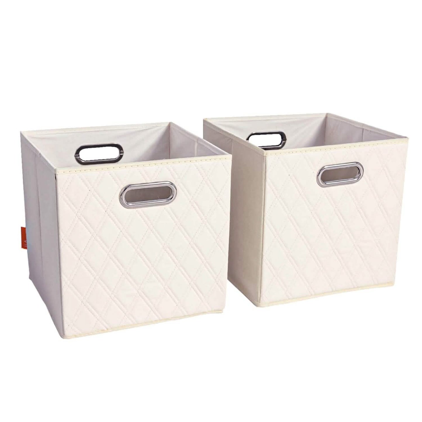 2er-Set: 28–33 cm faltbare Aufbewahrungsboxen aus Kunstleder mit Rautenmuster