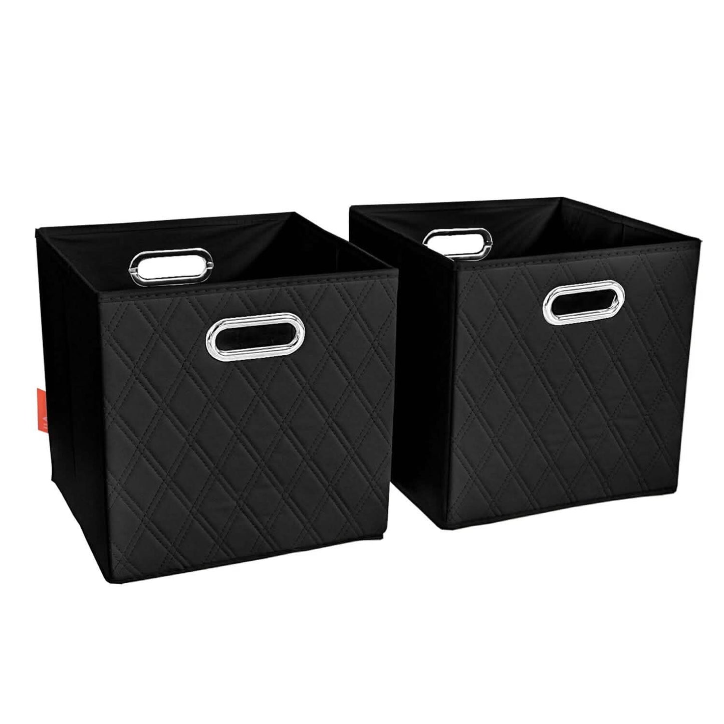 2er-Set: 28–33 cm faltbare Aufbewahrungsboxen aus Kunstleder mit Rautenmuster