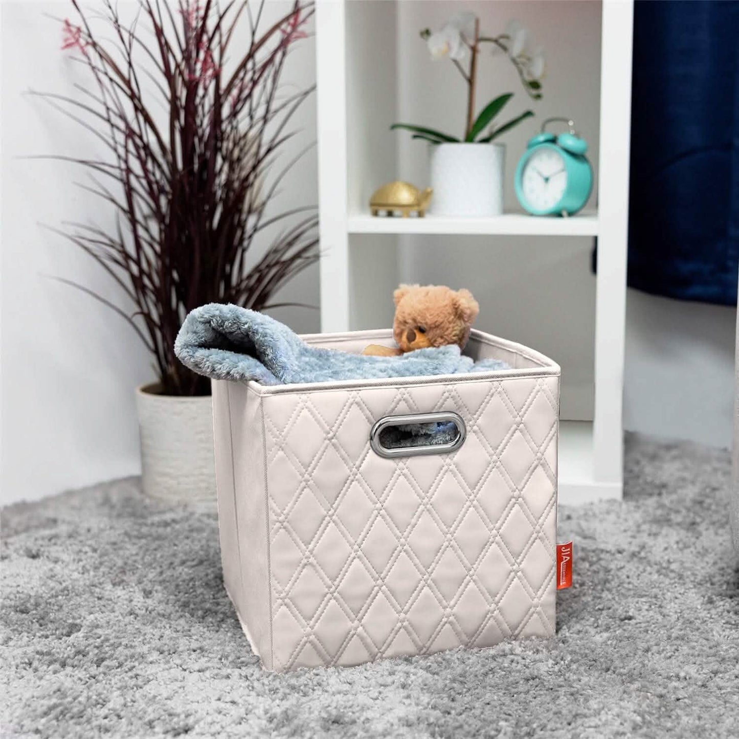 2er-Set: 28–33 cm faltbare Aufbewahrungsboxen aus Kunstleder mit Rautenmuster