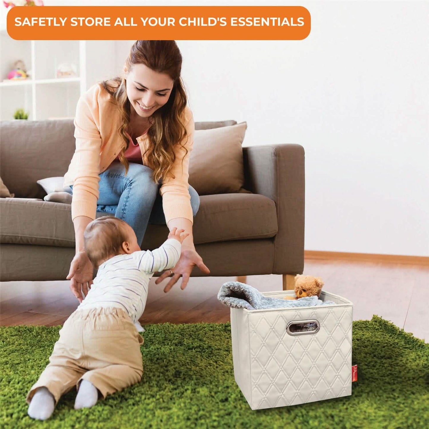 2er-Set: 28–33 cm faltbare Aufbewahrungsboxen aus Kunstleder mit Rautenmuster
