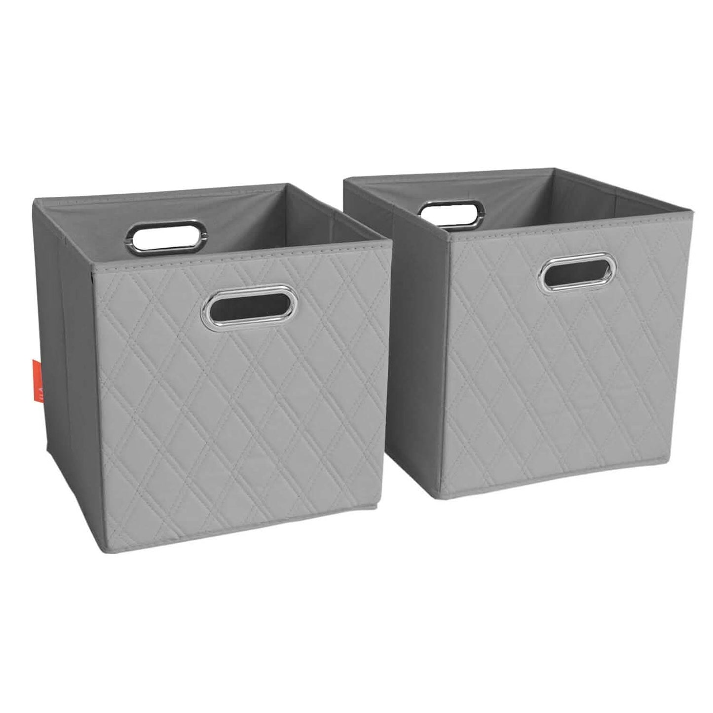 2er-Set: 28–33 cm faltbare Aufbewahrungsboxen aus Kunstleder mit Rautenmuster