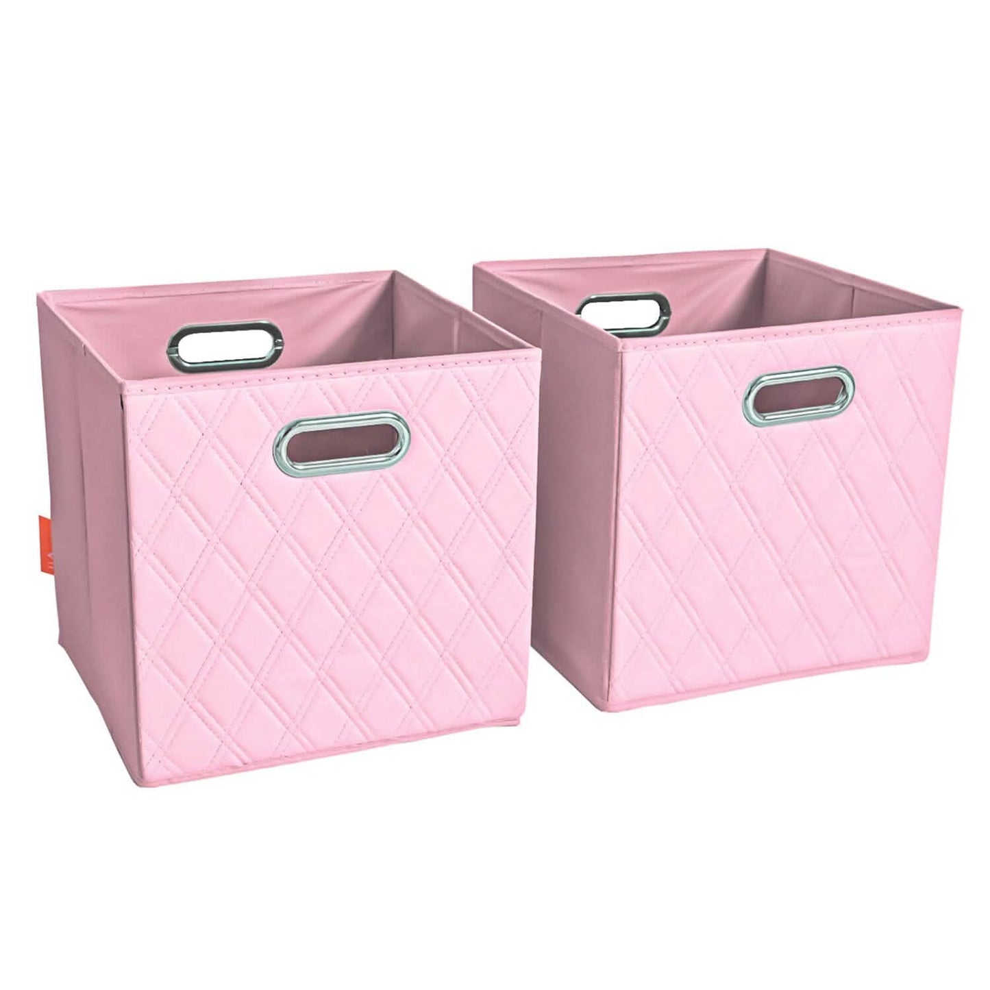 2er-Set: 28–33 cm faltbare Aufbewahrungsboxen aus Kunstleder mit Rautenmuster