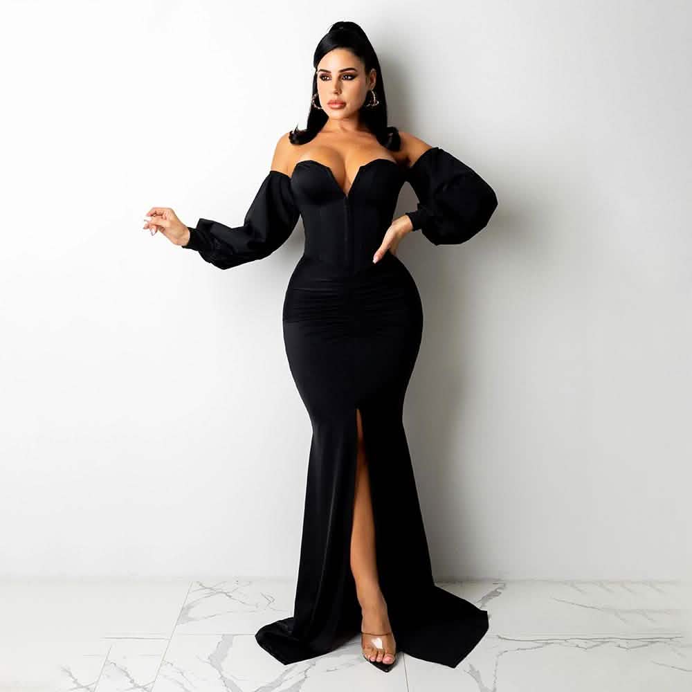 Sexy schulterfreies, figurbetontes Partykleid