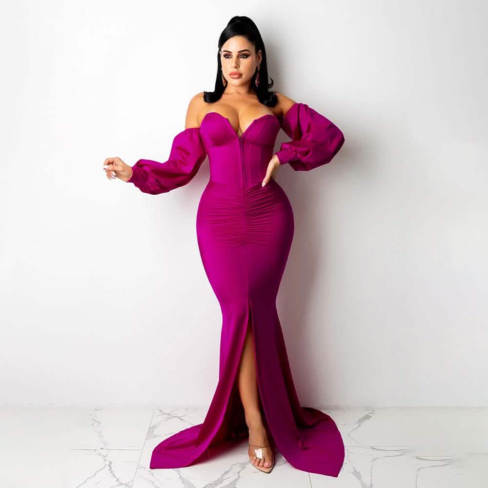 Sexy schulterfreies, figurbetontes Partykleid