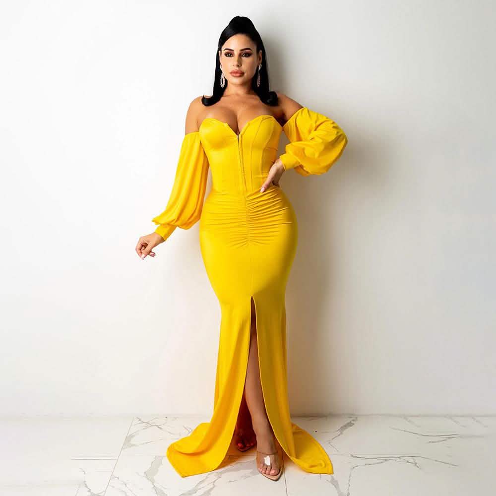 Sexy schulterfreies, figurbetontes Partykleid
