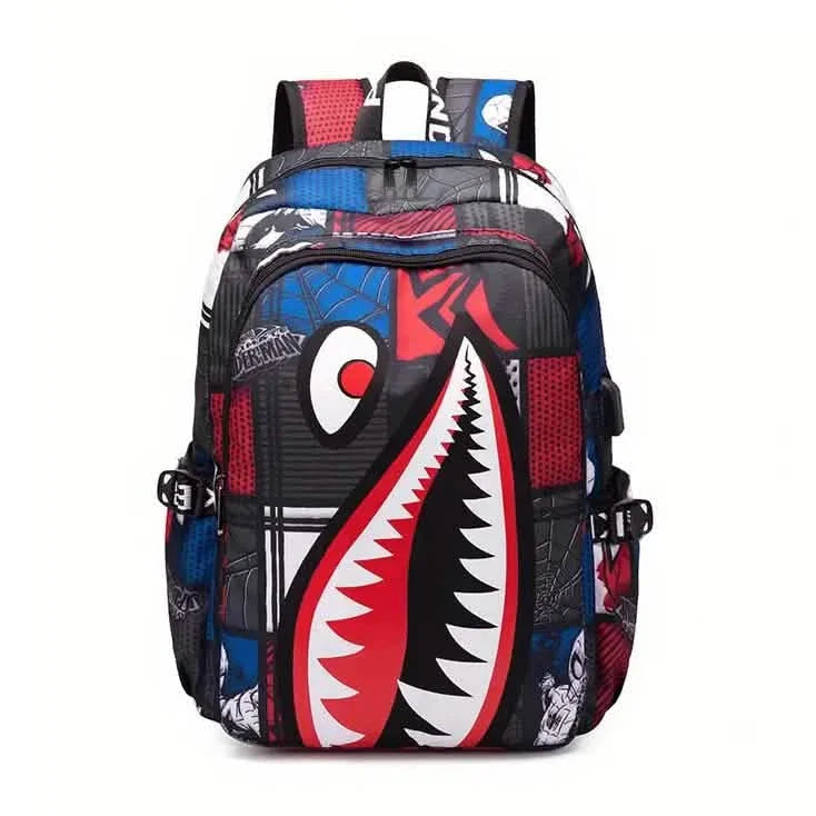 Rucksack aus gemustertem Hai-Nylon für Studenten