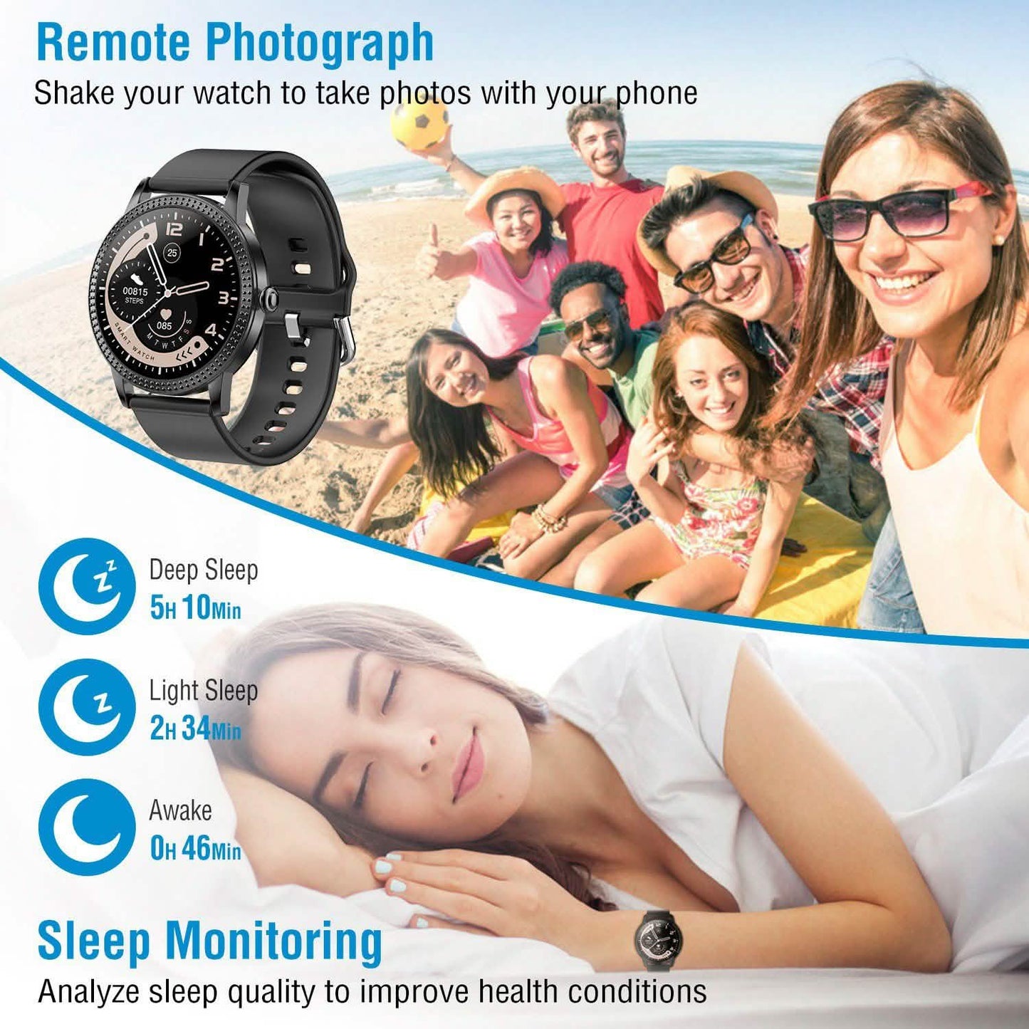Smartwatch Fitness Tracker 1,08" Touchscreen