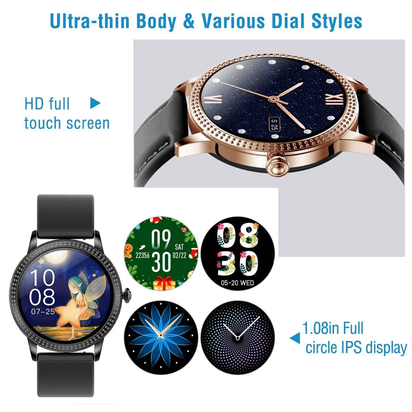 Smartwatch Fitness Tracker 1,08" Touchscreen