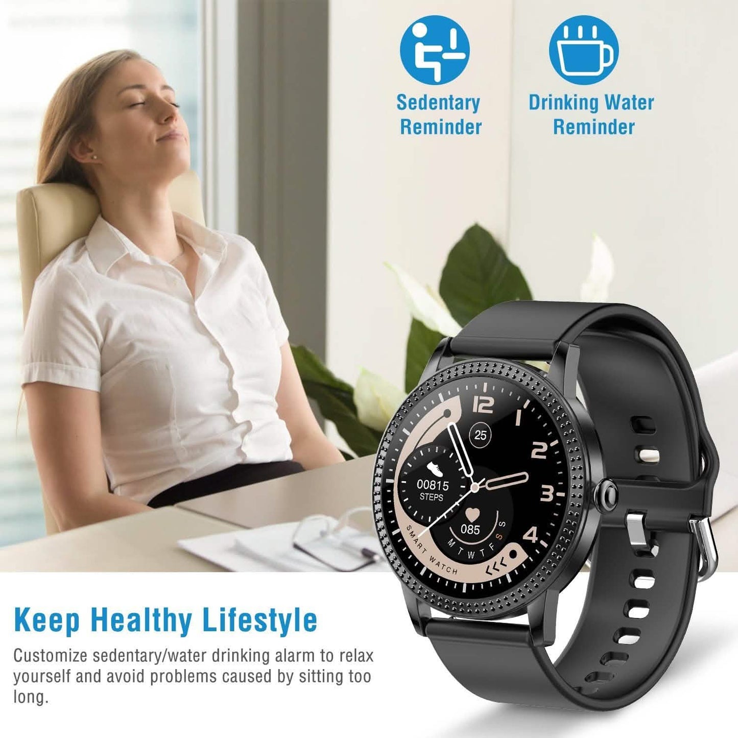 Smartwatch Fitness Tracker 1,08" Touchscreen