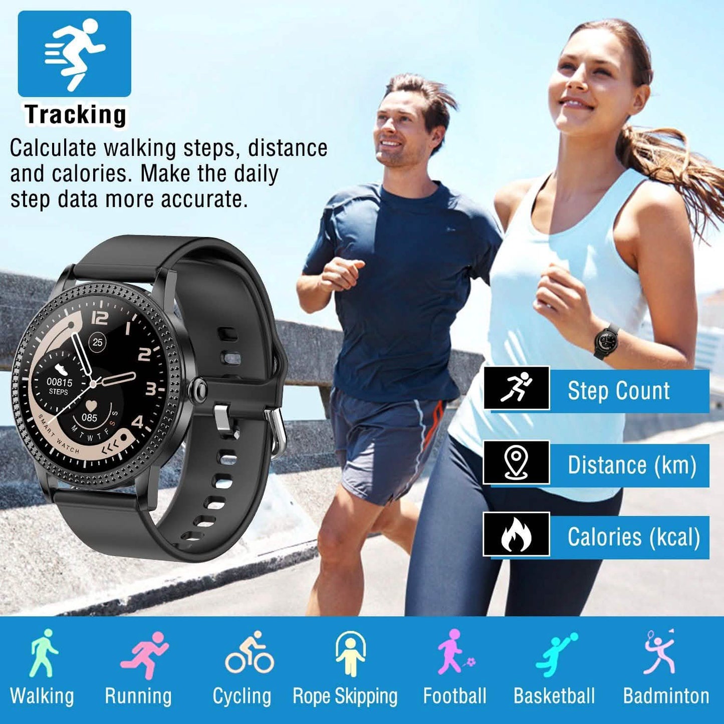 Smartwatch Fitness Tracker 1,08" Touchscreen