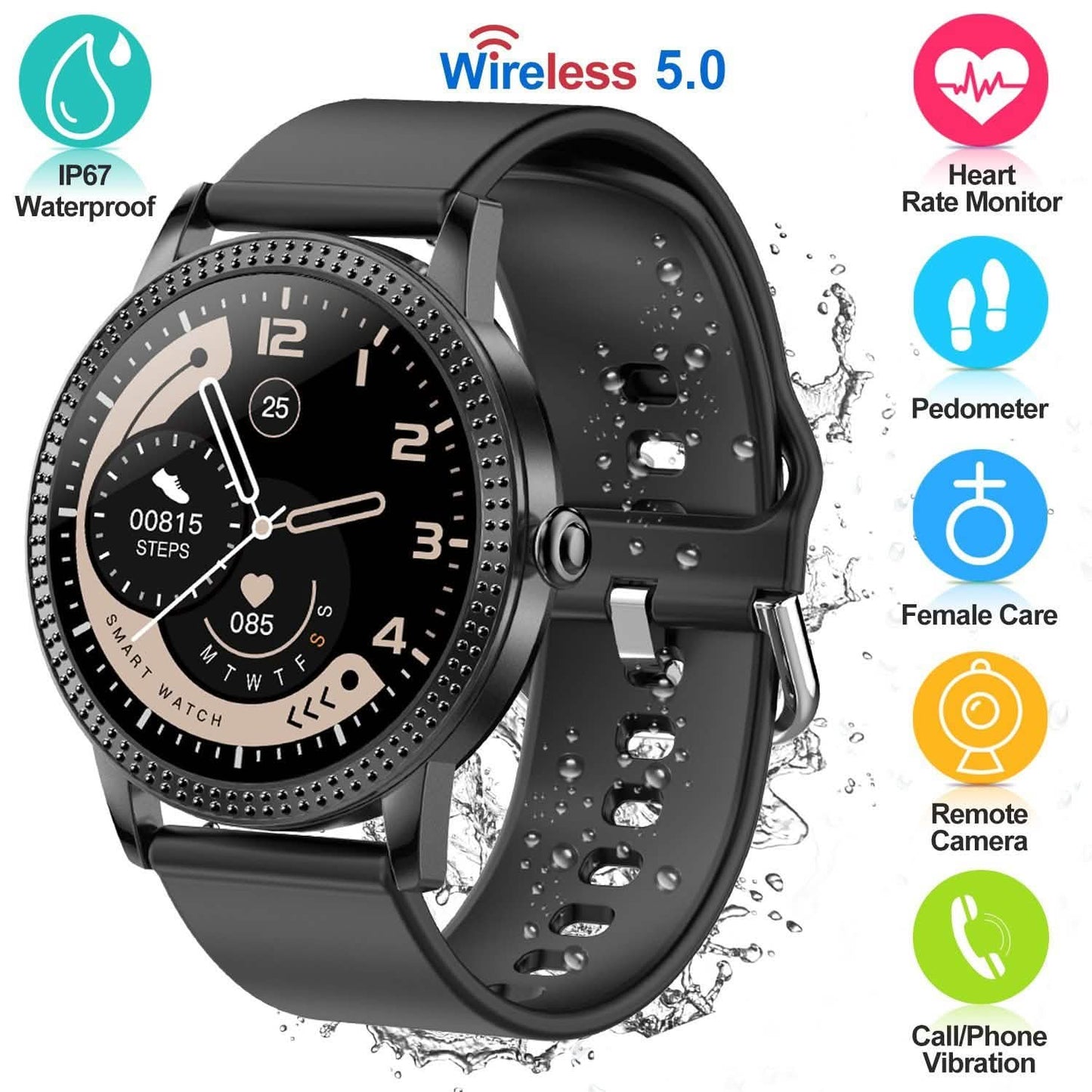 Smartwatch Fitness Tracker 1,08" Touchscreen