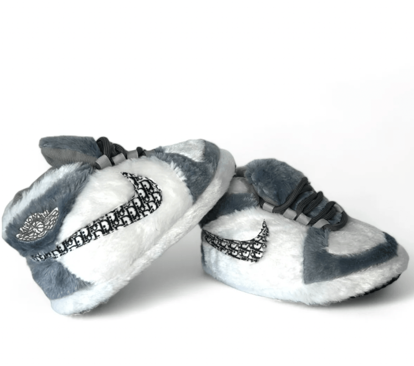 Hausschuhe Turnschuhe Grau Jordan 1 Dior Unisex für Erwachsene und Kinder