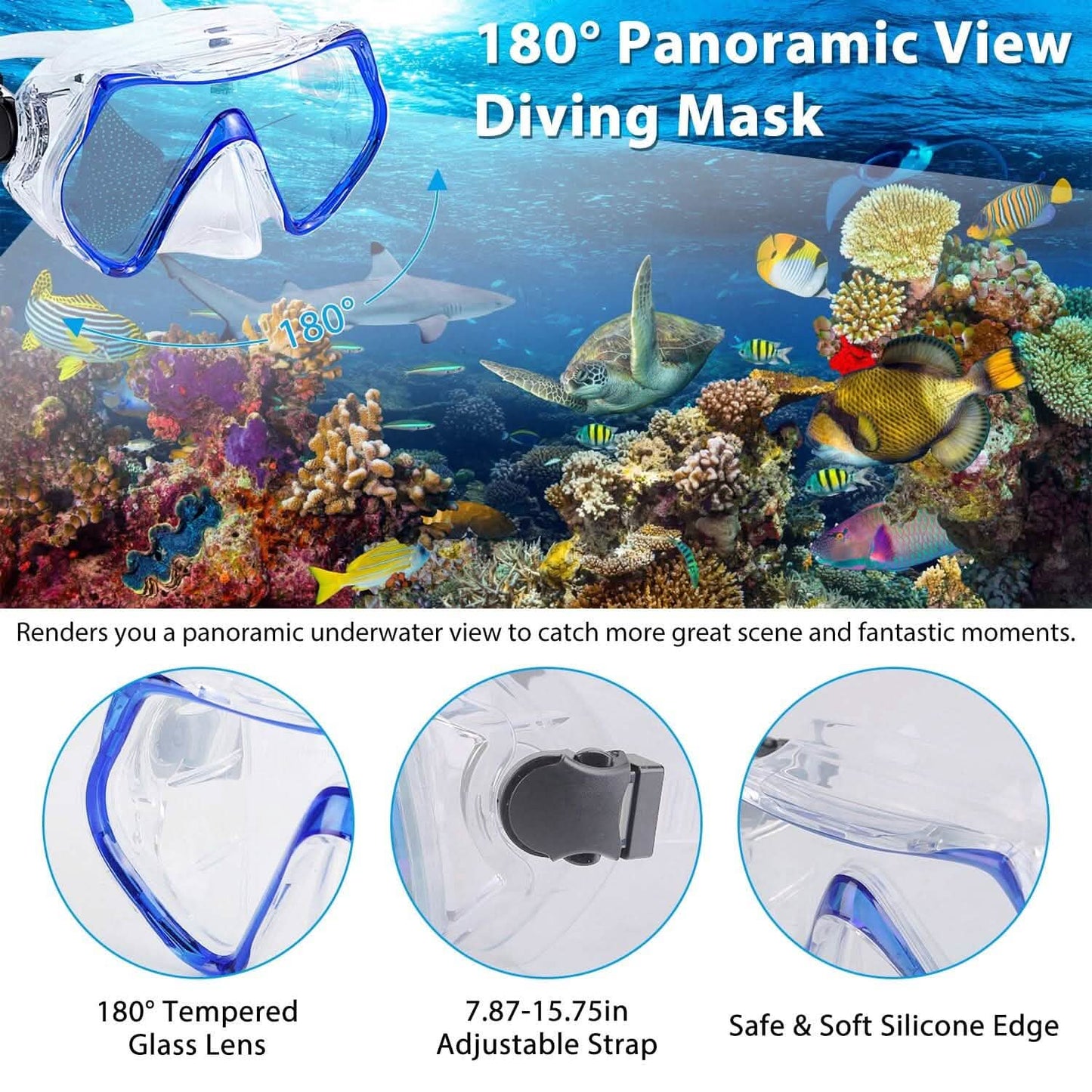 Schnorchelset Maske Flossen mit verstellbaren Schwimmflossen