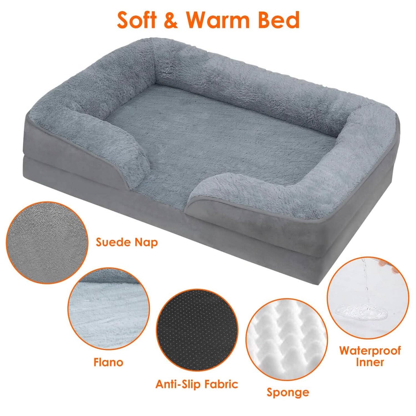 Weiches, warmes Plüsch-Hundebett, gemütliches Sofa, rutschfestes Kissen
