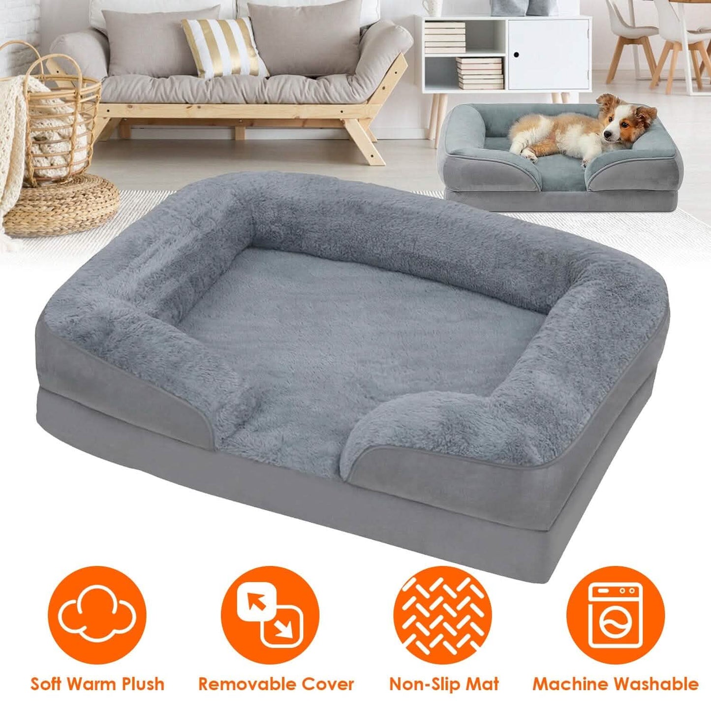 Weiches, warmes Plüsch-Hundebett, gemütliches Sofa, rutschfestes Kissen