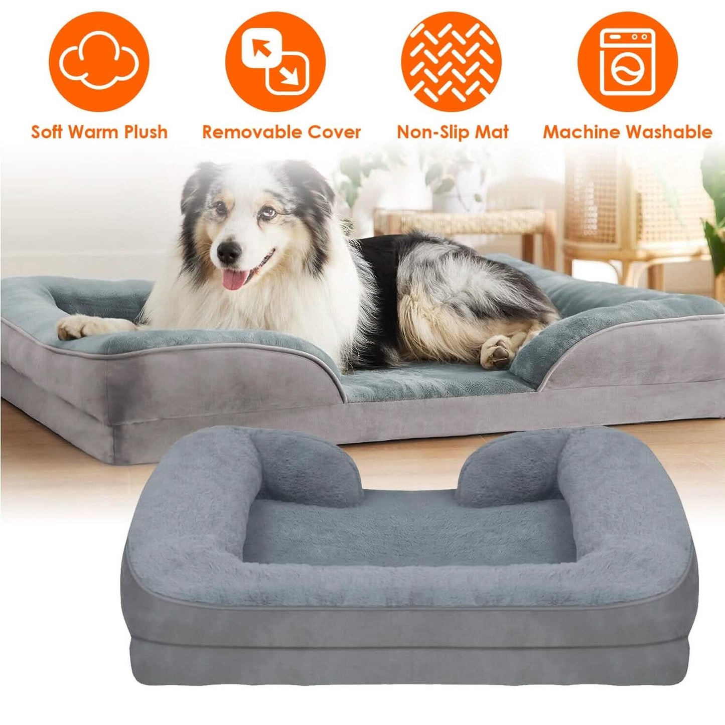 Weiches, warmes Plüsch-Hundebett, gemütliches Sofa, rutschfestes Kissen