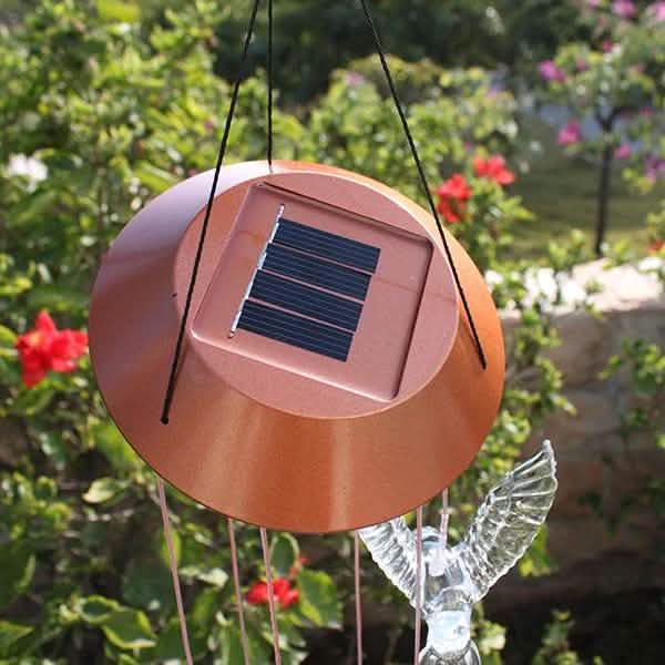 Solarbetriebene Farbwechselnde LED Kolibri-Windspiele
