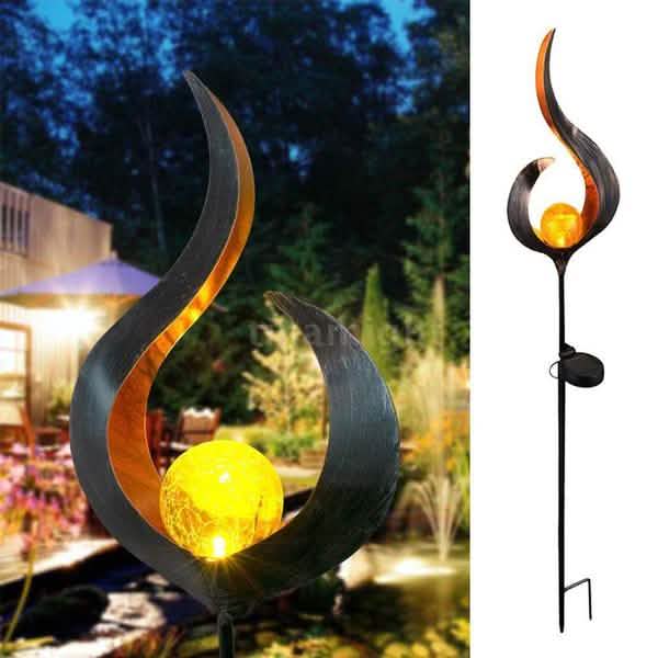 Solar-LED-Flammenleuchte Rasenlaterne Lampe Wasserdicht Außenleuchten