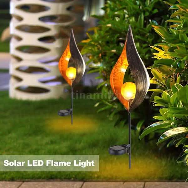 Solar-LED-Flammenleuchte Rasenlaterne Lampe Wasserdicht Außenleuchten
