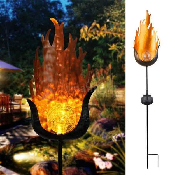 Solar-LED-Flammenleuchte Rasenlaterne Lampe Wasserdicht Außenleuchten