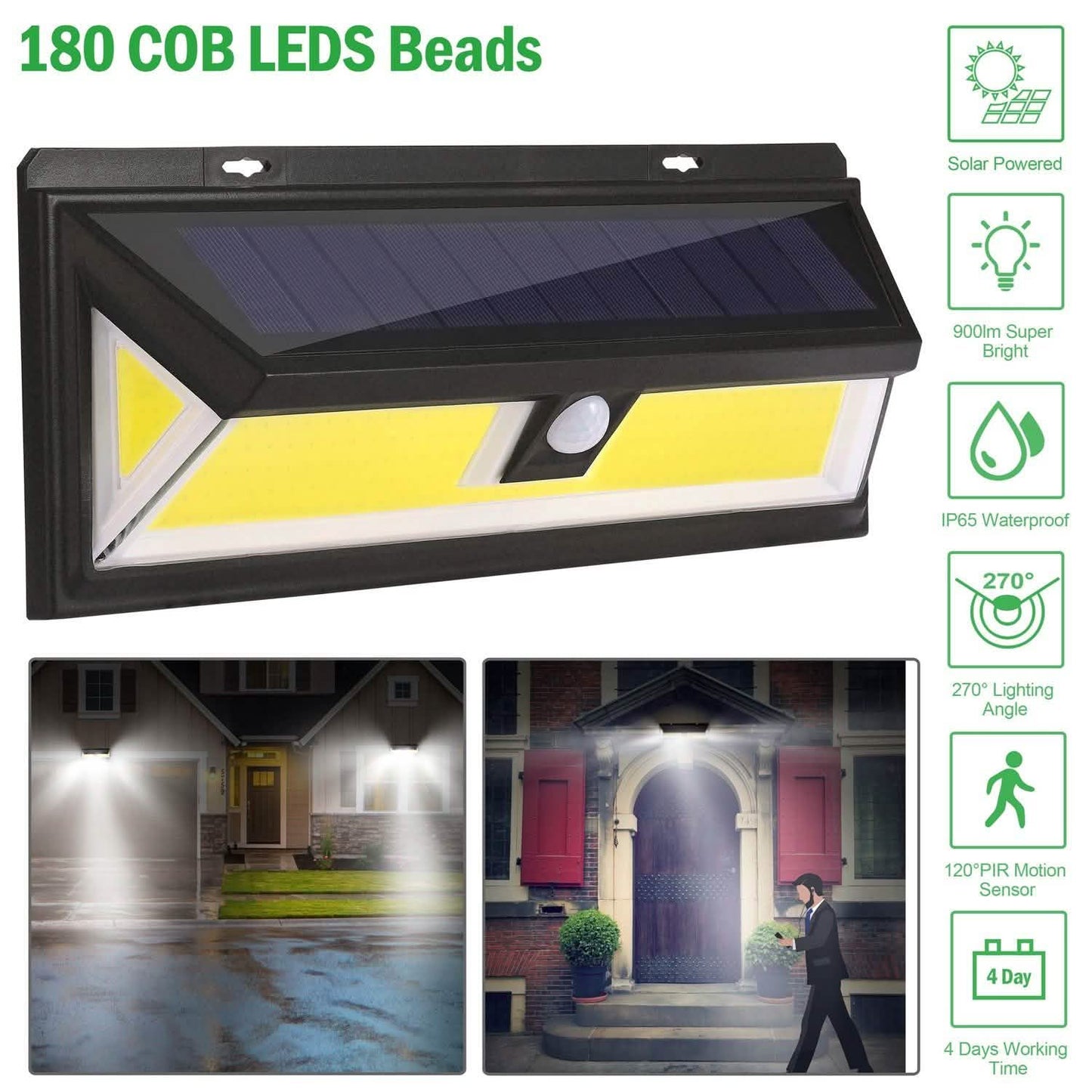 Solarleuchten 180 LEDs Solar-Wandleuchte